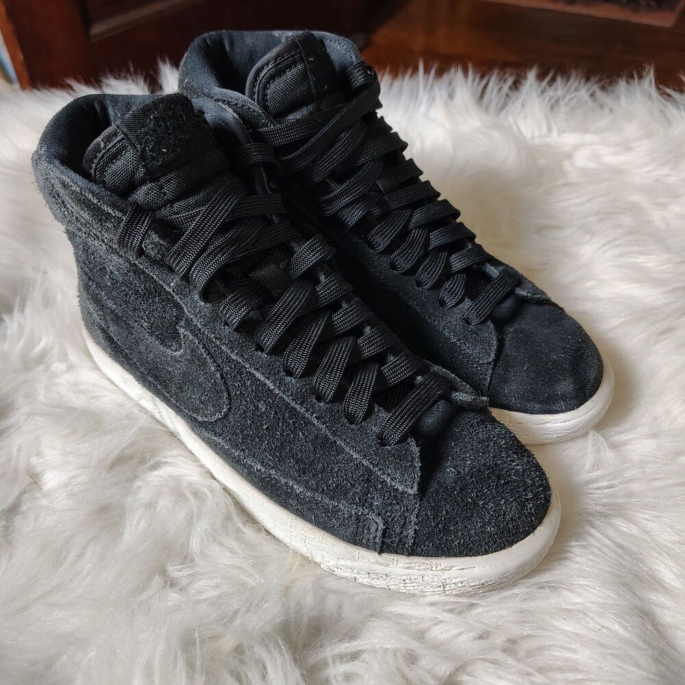 Nike Blazer Mid Black Summit Black Suede Sneakers Youth SZ US 4Y 895850-003